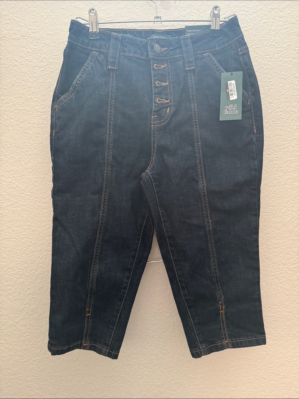 Wild Fable High Rise Capri Jeans NWT Dark Wash Button Fly Stretch Size 0